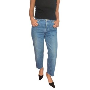 LEVIS 501 High Waisted Frayed Hemmed Jeans Size L